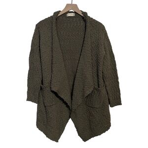 Altar'd State Drape Front Popcorn Knit Cardigan Olive Green